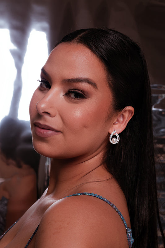 Caravanas Perla Con Zirconias