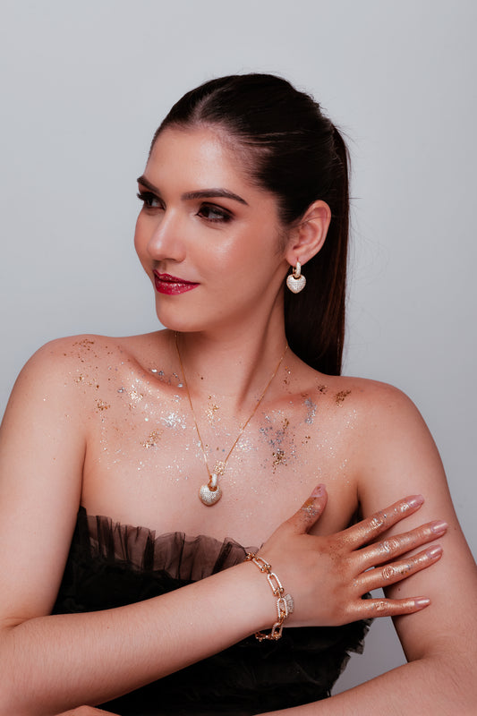 Collar Corazón Doble con Zirconias