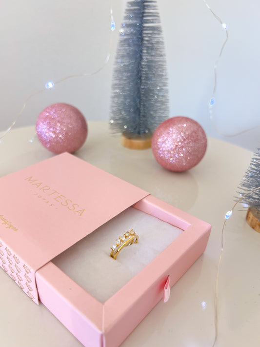 Anillo Gotas de Zirconias Ajustable