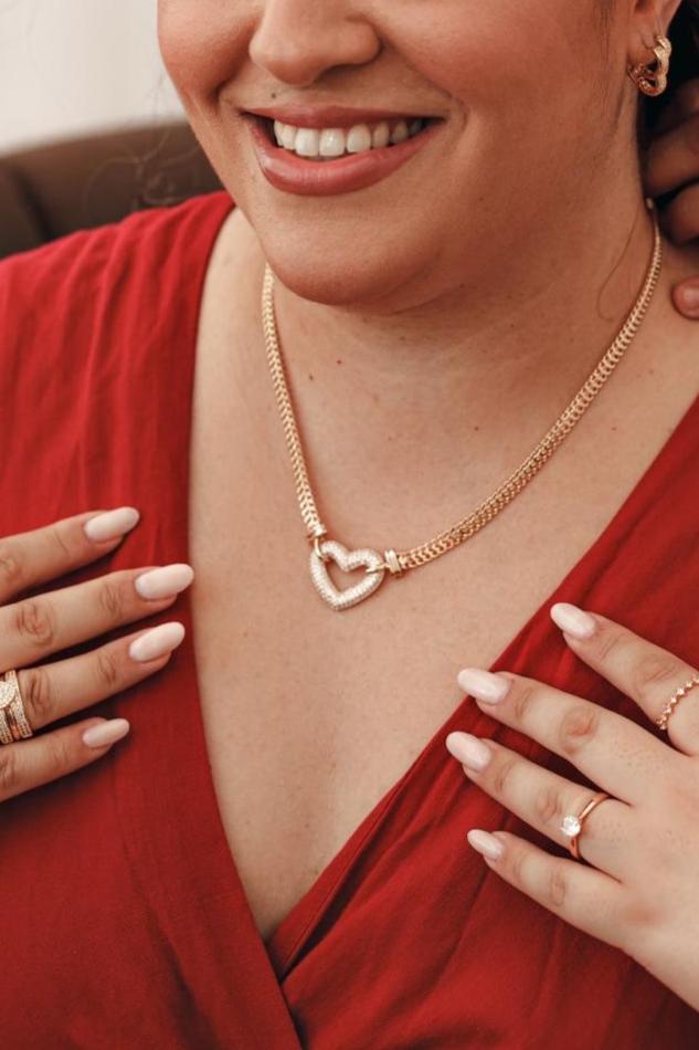 Colar Coração Grosso com Zircônia