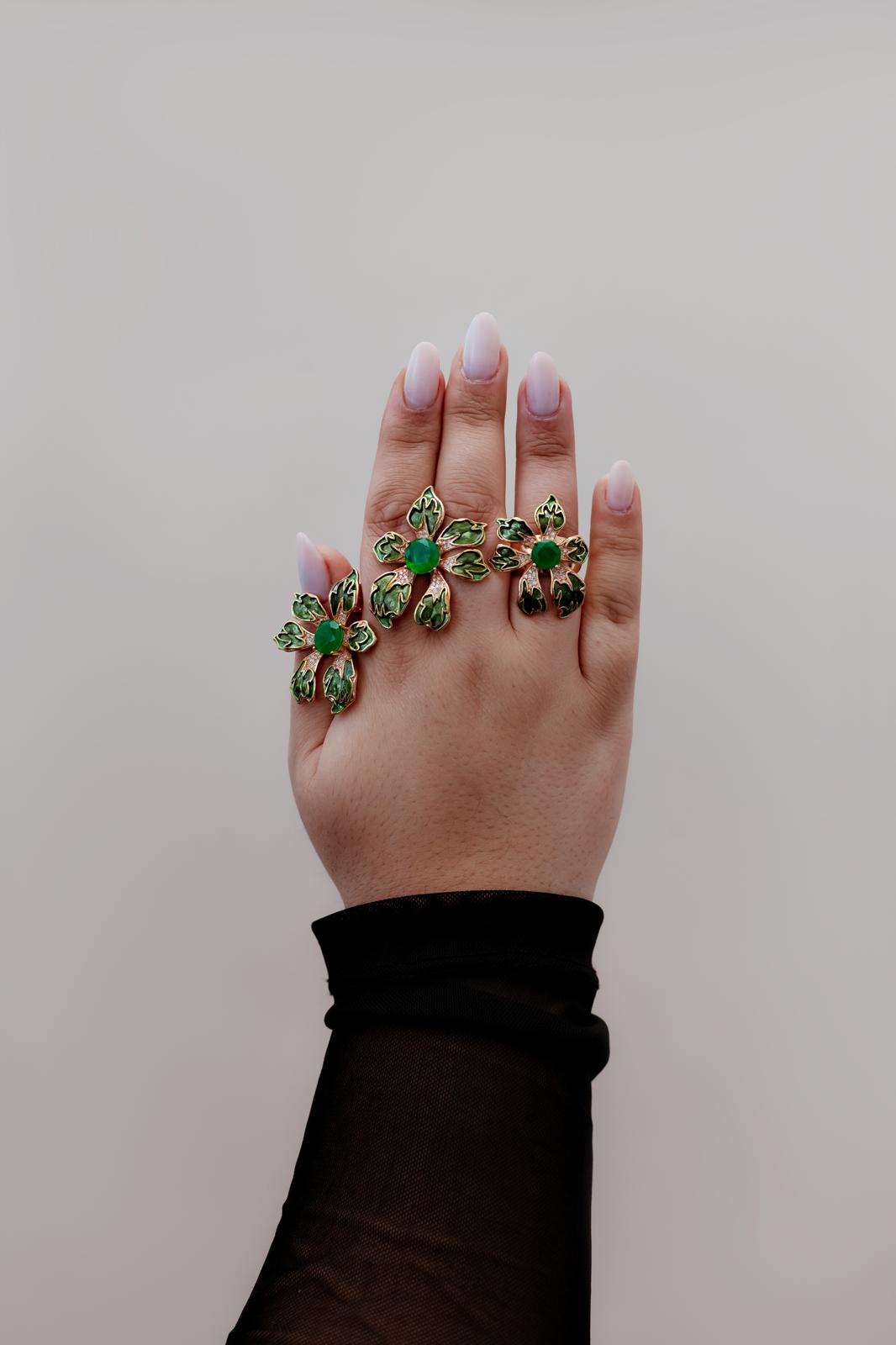 Conjunto de resina de flor verde