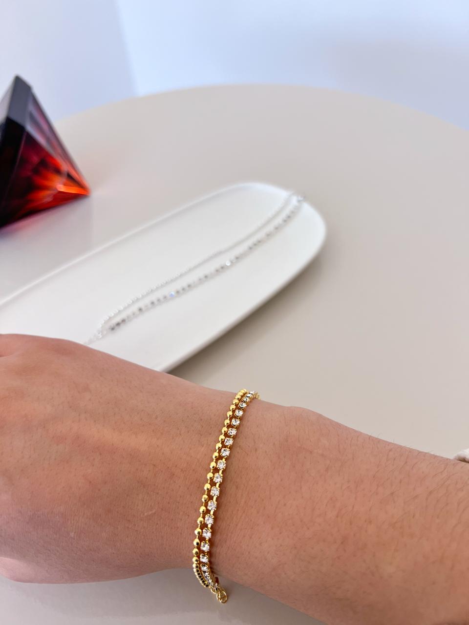 Pulseira Dupla com Zircônias