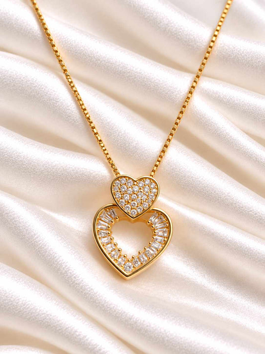 Doble corazón baño oro