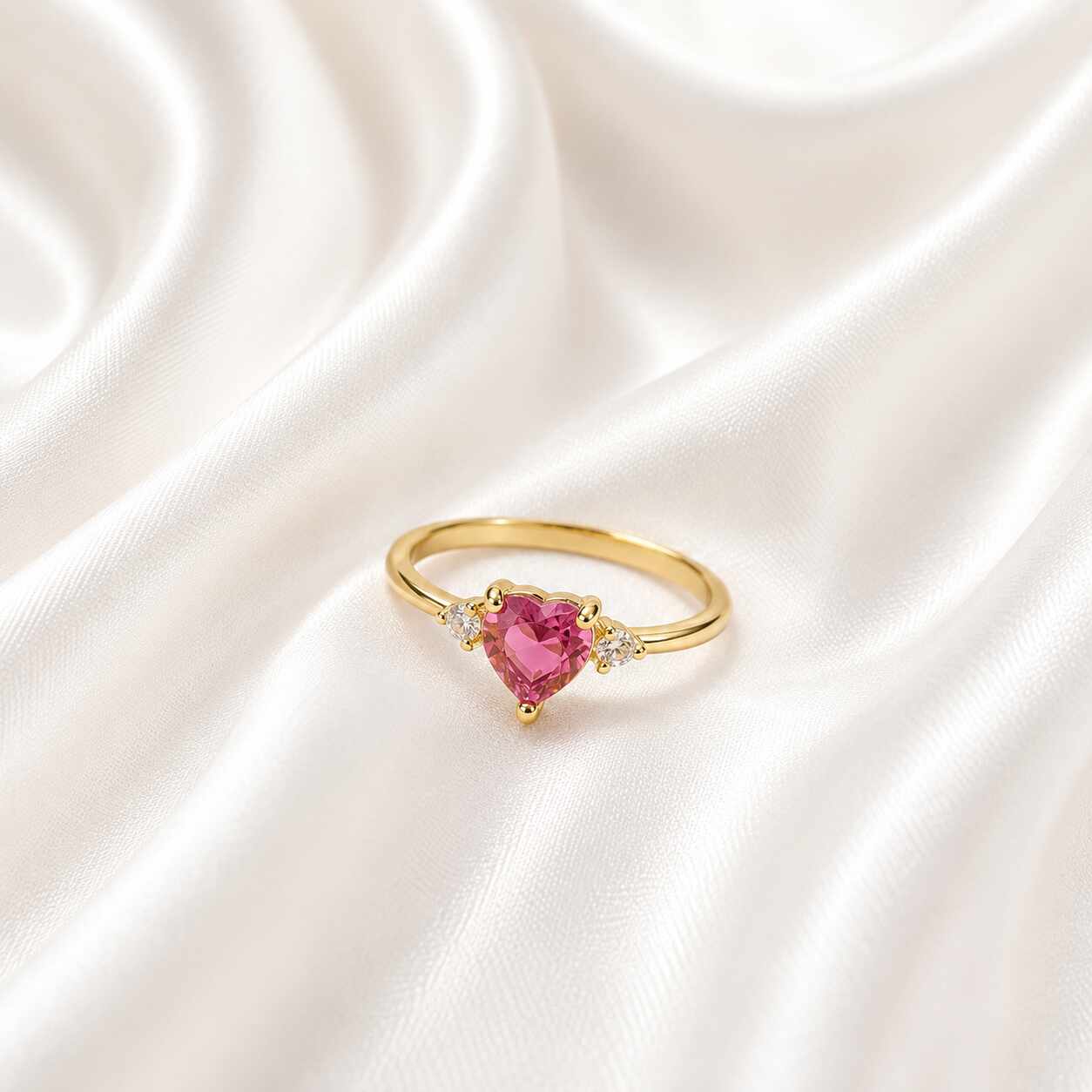Anel coração rosa