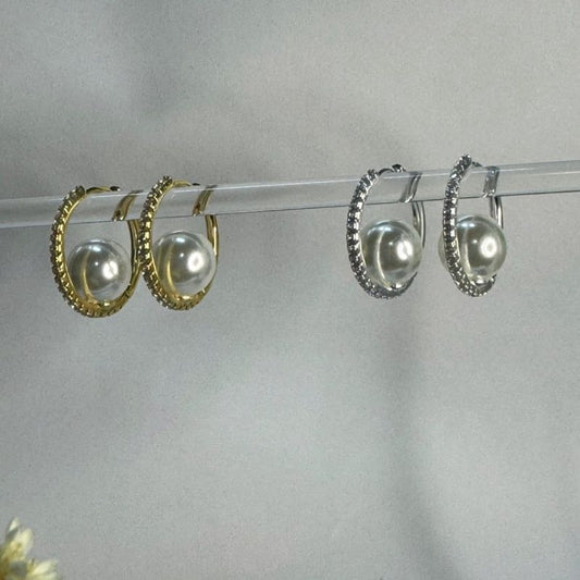 Argola Samantha com zirconia e pérola