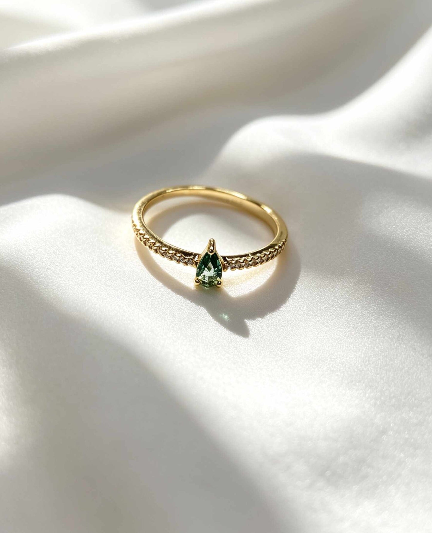 Anel solitario verde