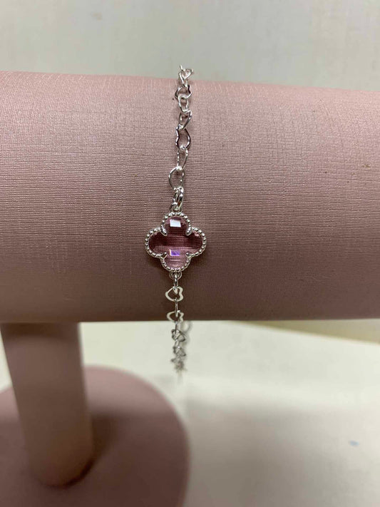 Pulseira trevo rosa