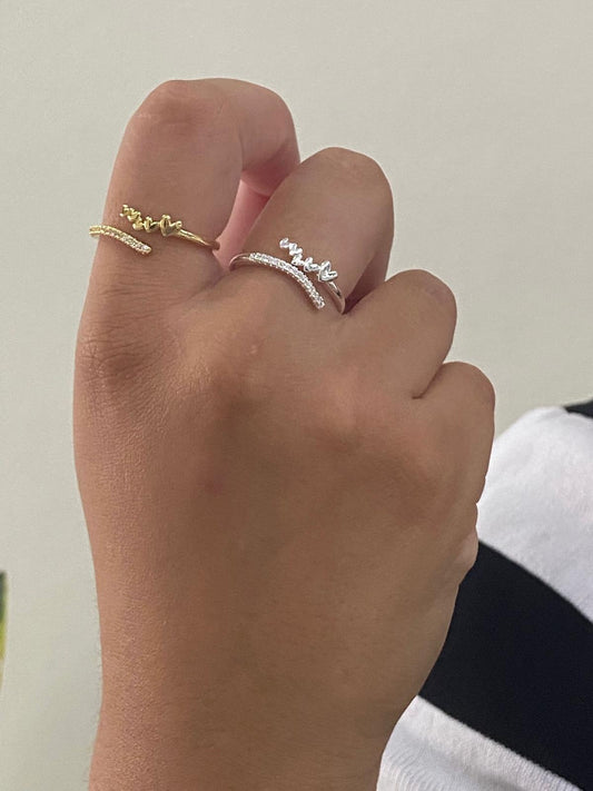 Anillo Corazón con Zirconias Ajustable