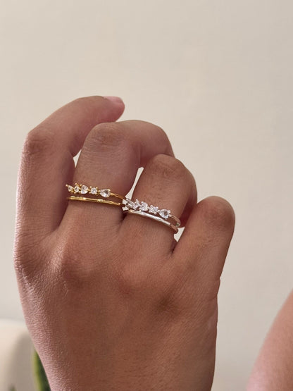 Anillo Gotas de Zirconias Ajustable