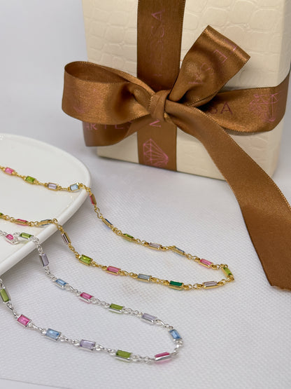 Choker con zircônias coloridas