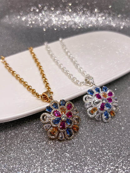 Collar Flor Grande con Zirconias
