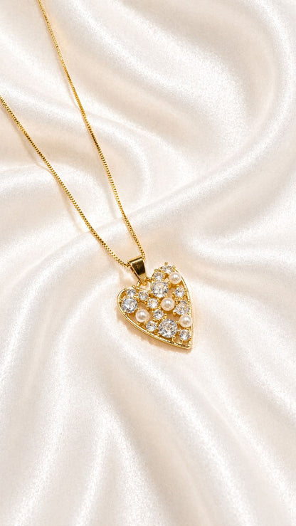 Corazón perlas y circonias 