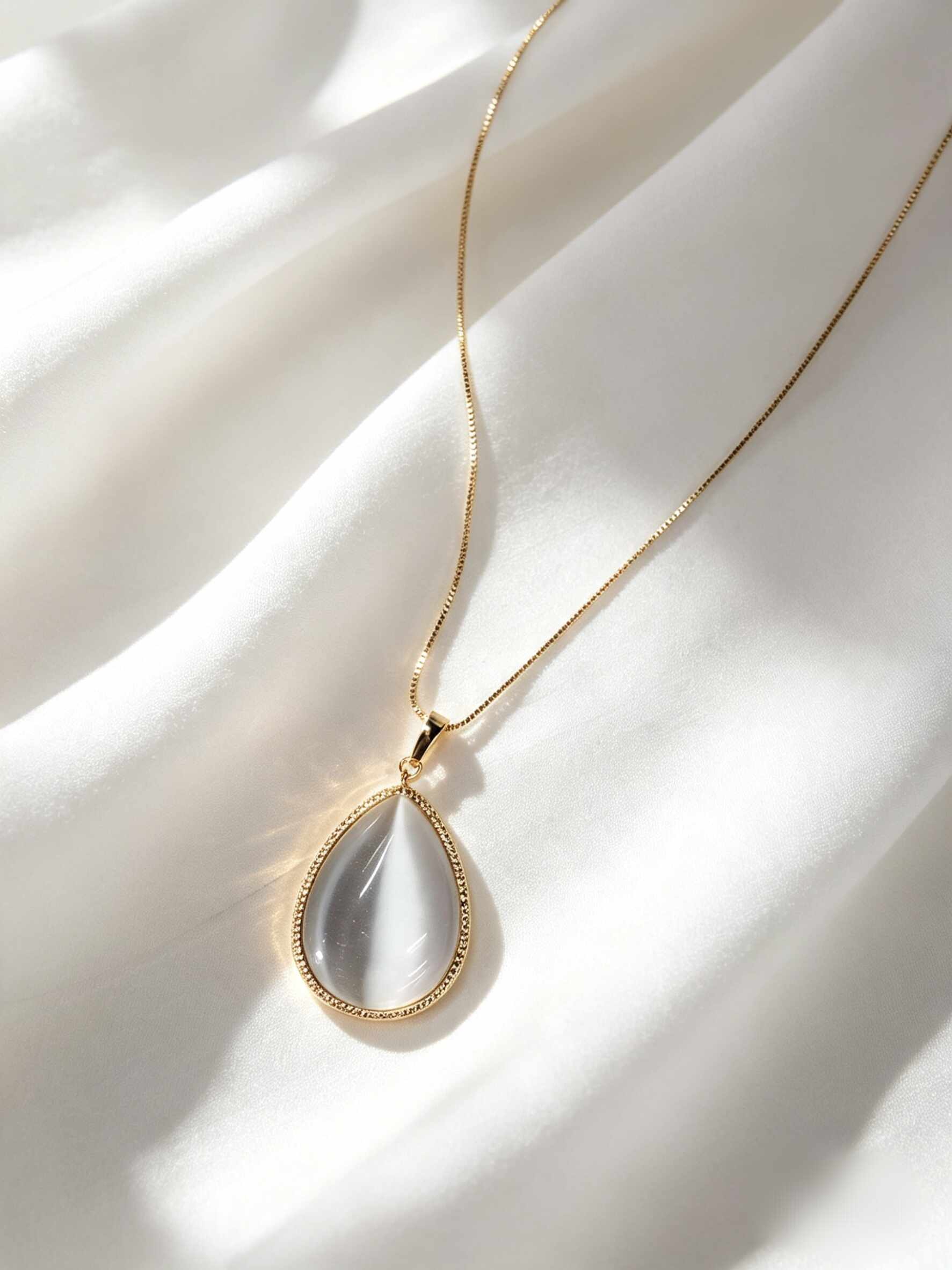 Collar de gota de madreperla, un diseño minimalista y elegante que imita el ojo de gato.