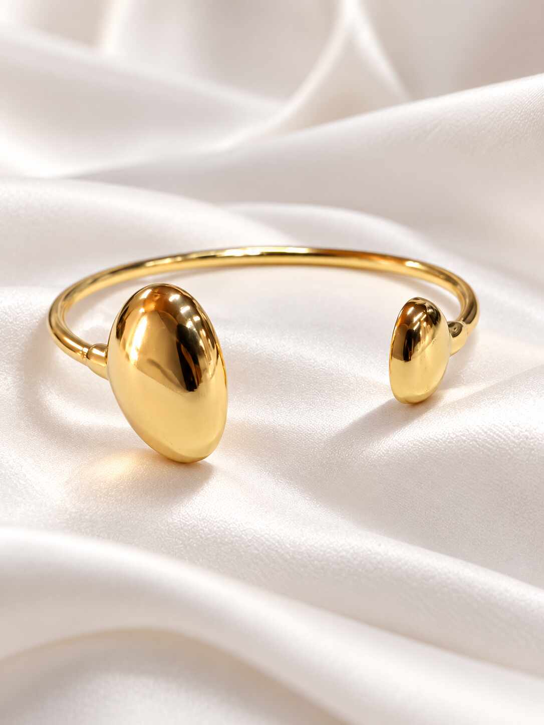 Bracelete Liso Ajustable Oval Baño oro