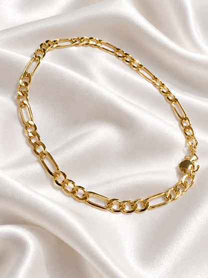 Pulsera masculina fígaro baño de oro