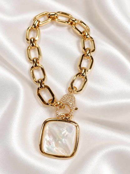 Pulsera circonia nácar baño oro