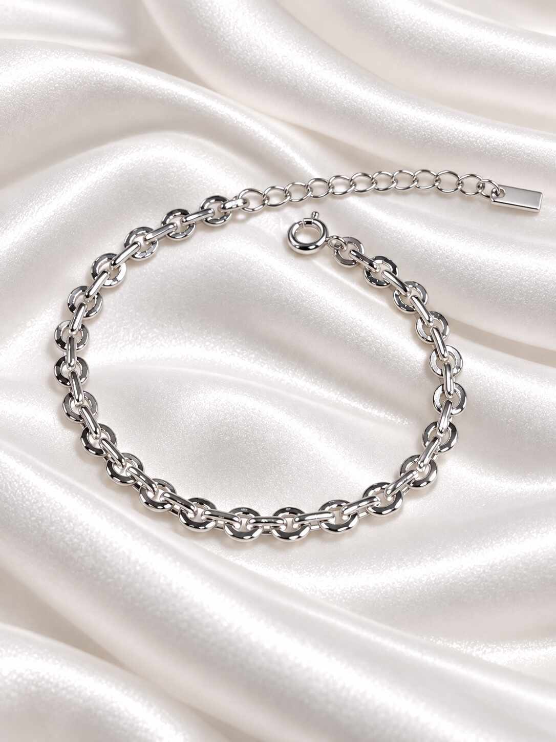 Pulsera eslabones modernos baño plata 