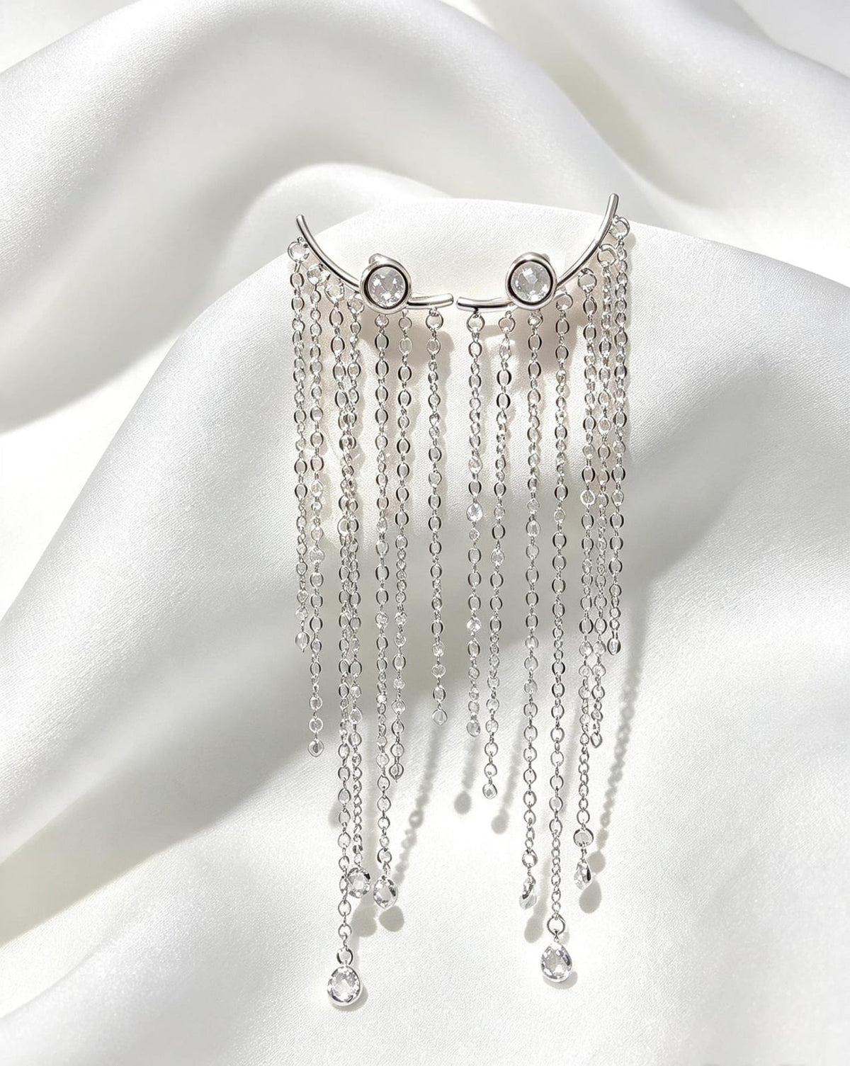 Caravanas en forma de media luna en plata
