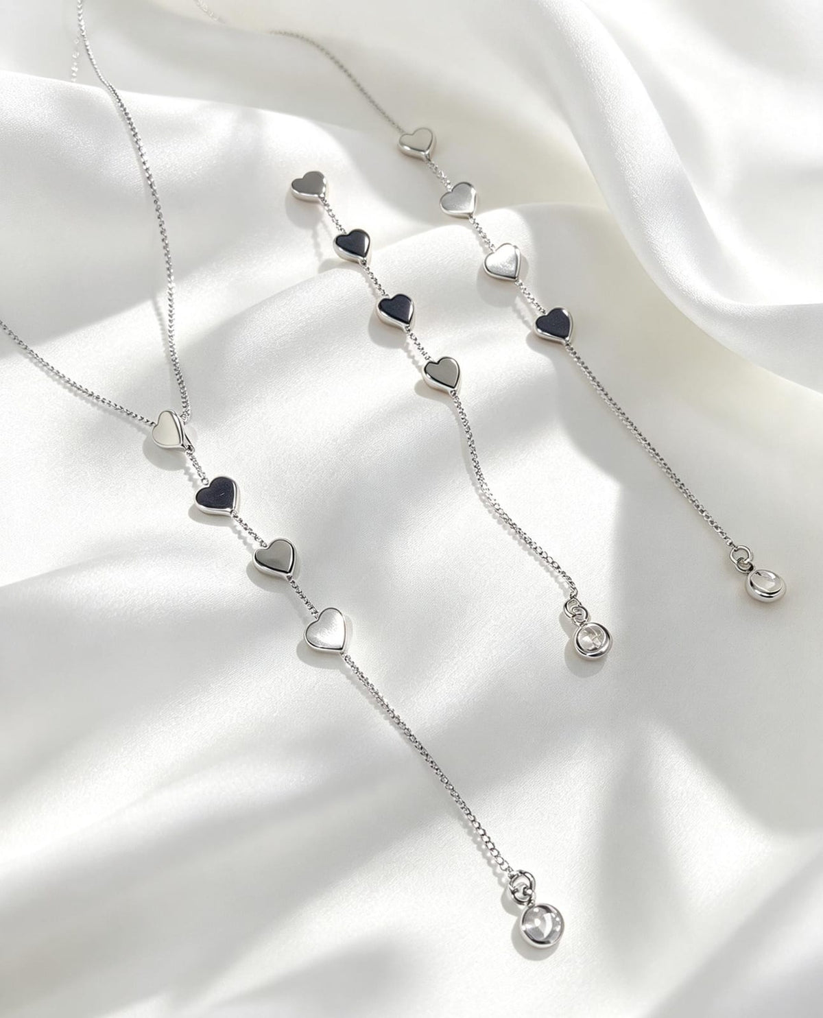 Conjunto en forma de corazón en plata