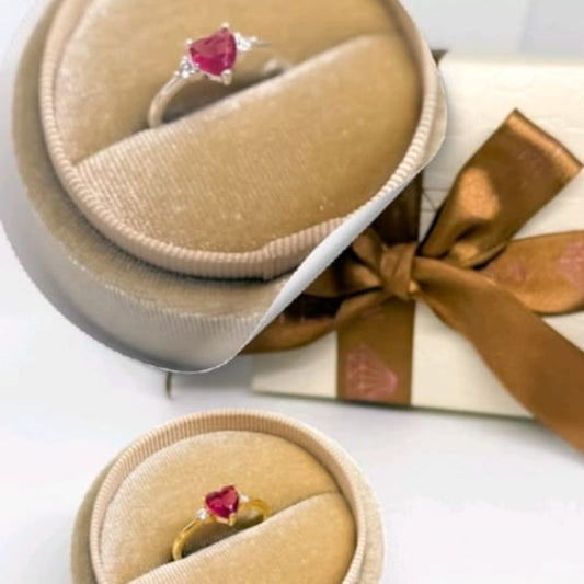 Anel coração rosa