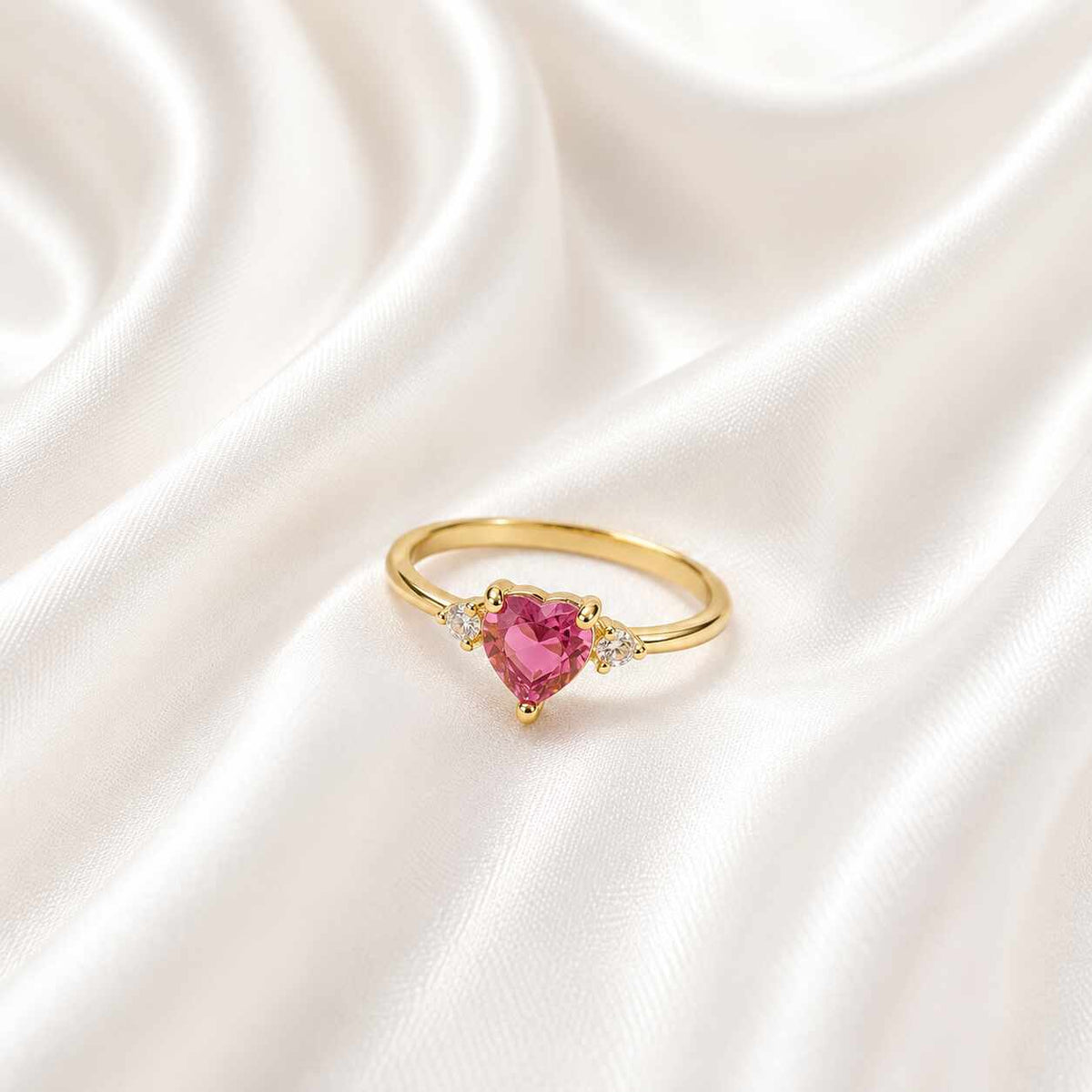 Anel coração rosa