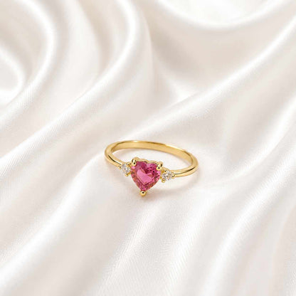 Anel coração rosa