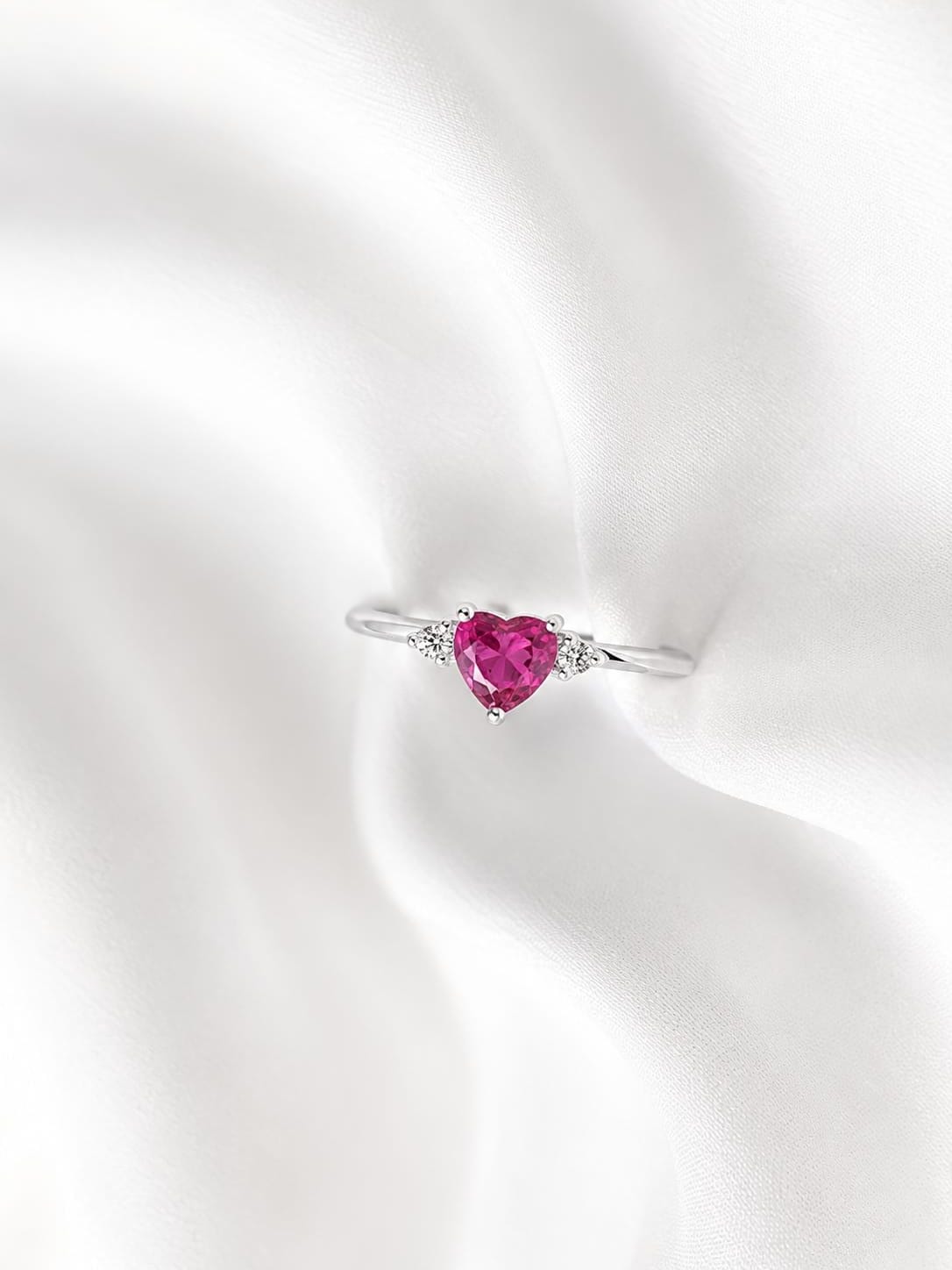 Anel coração rosa