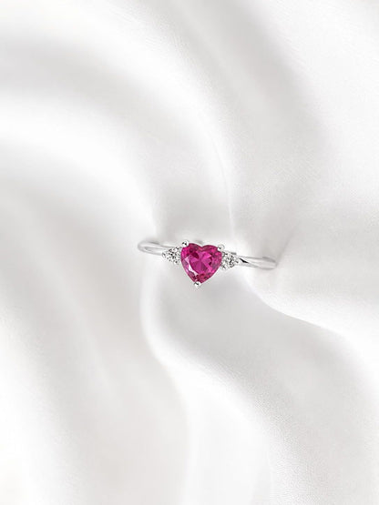 Anel coração rosa