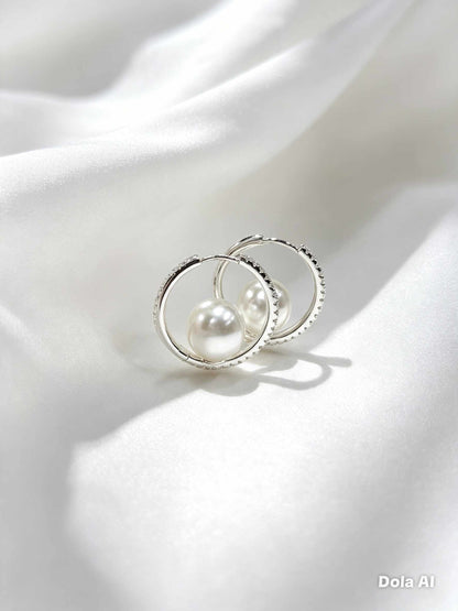 Argola Samantha  com zirconia e pérola