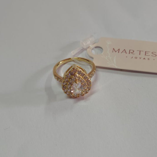 Anel gota cravejada