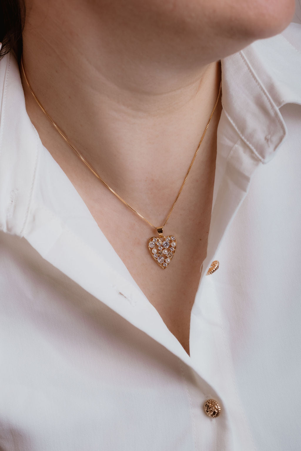 Corazón perlas y circonias 