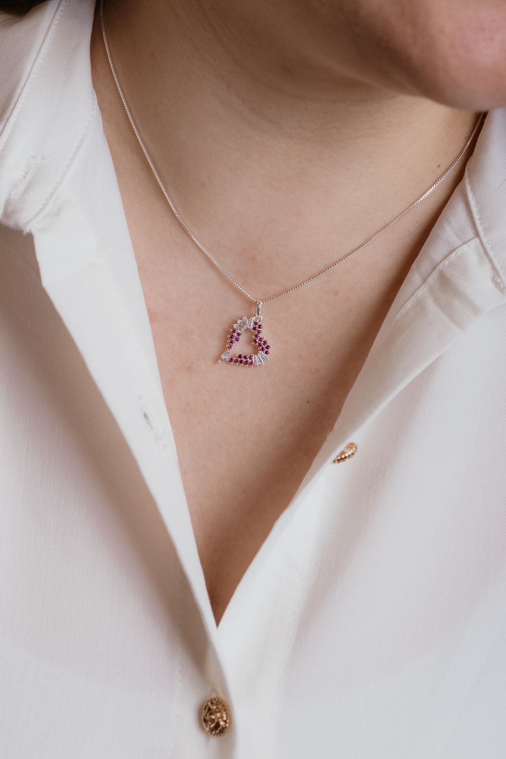 Corazon rosa y cristal