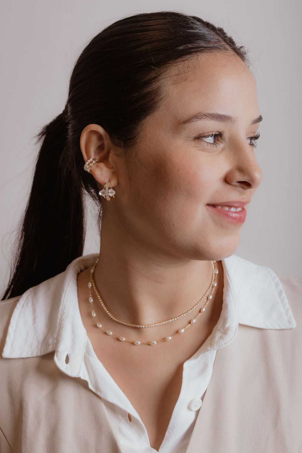 Doble circonias y perlas 