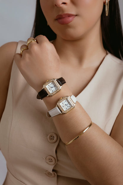 Reloj Femenino Malla Blanca 