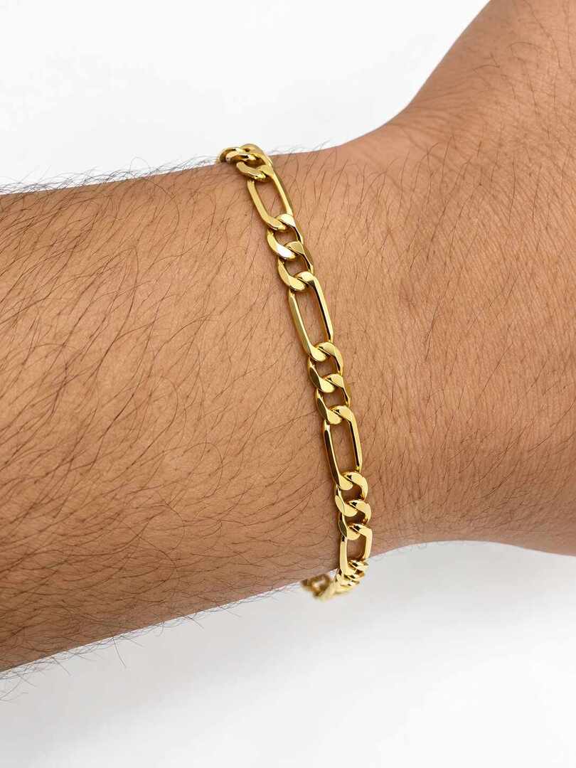 Pulsera masculina fígaro baño de oro
