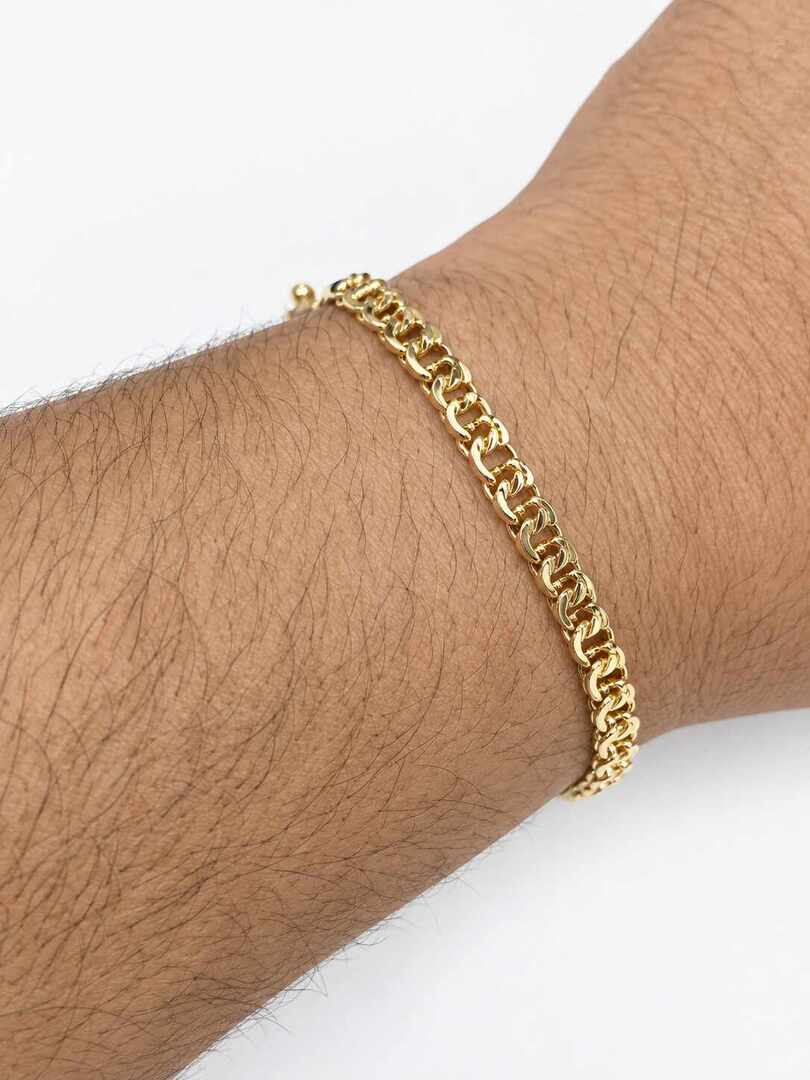 Pulsera masculina eslabones baño oro