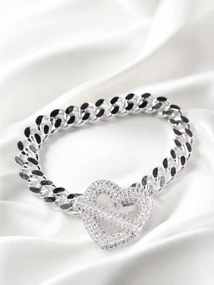 Pulseira coracao zirconias