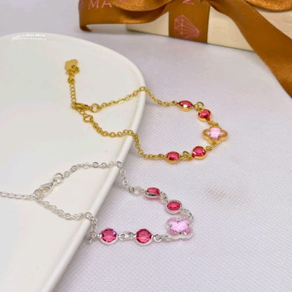 Pulseira trevo pink