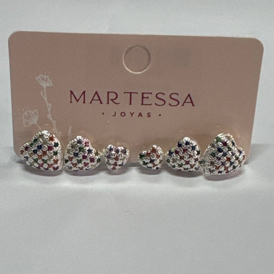 Trio coração zirconias de colores