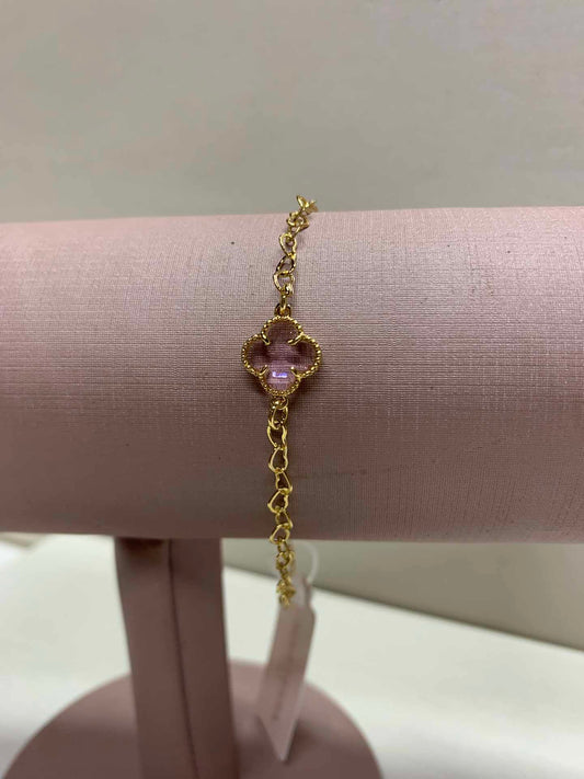 Pulseira trevo rosa