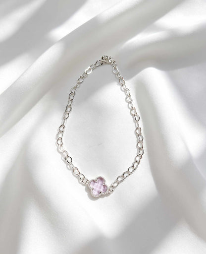 Pulseira trevo rosa 